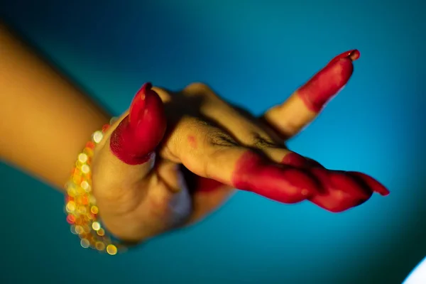 Bharatanatyam Dansının Mudras Veya Jestleri — Stok fotoğraf