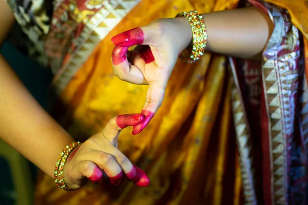 Λάσπες Χειρονομίες Του Χορού Bharatanatyam — Φωτογραφία Αρχείου