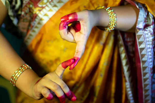 Mudra Gebaren Van Bharatanatyam Dans — Stockfoto