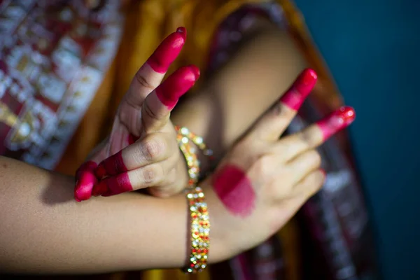 Λάσπες Χειρονομίες Του Χορού Bharatanatyam — Φωτογραφία Αρχείου