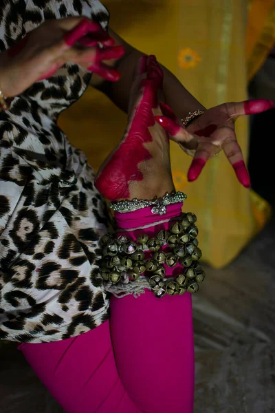 Mudras Gestes Danse Bharatanatyam Avec Ghunagharu — Photo