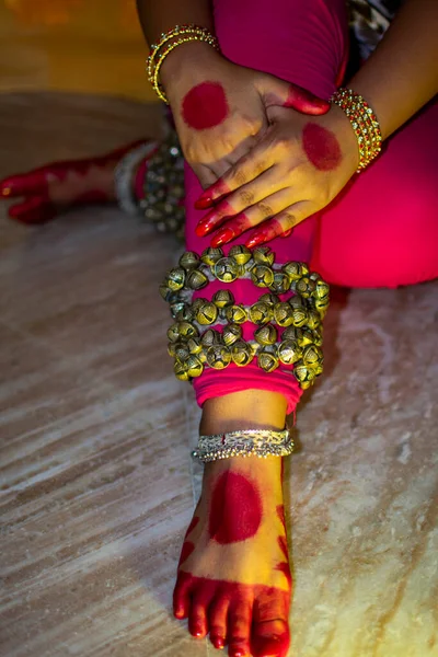 Mudras Gestes Danse Bharatanatyam Avec Ghunagharu — Photo