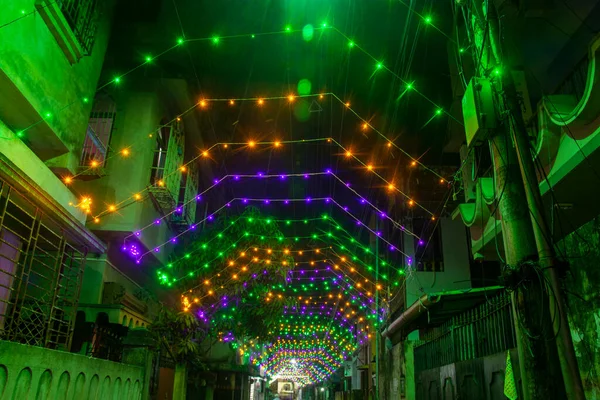 Vezetett Fény Dekoráció Kolkata Diwali Ünneplés Stock Fotó