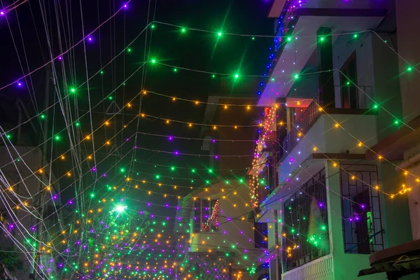 Vezetett Fény Dekoráció Kolkata Diwali Ünneplés Jogdíjmentes Stock Képek