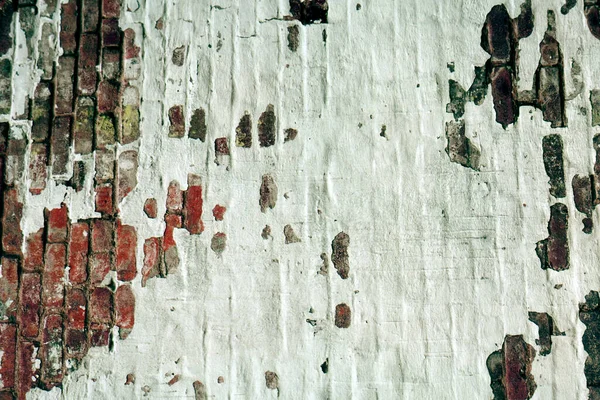 Dökülen Alçı Desenli Eski Eski Kirli Tuğla Duvarın Arka Planı — Stok fotoğraf