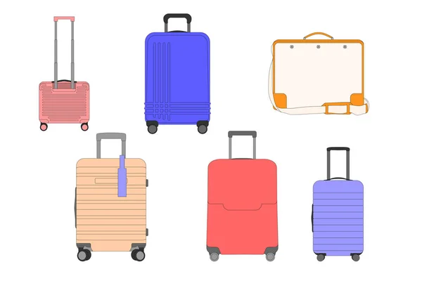 Suitcases Bags Luggage Different Sizes Leisure Travel — Stock Vector