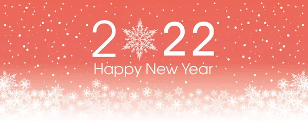 2022 Gelukkig Nieuwjaarskaartsjabloon Ontwerp Patroon Sneeuwvlokken Wit Roze Kleur Vector — Stockvector