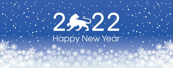 2022年新年快乐卡片模板 白色和经典蓝色的家长式雪花设计 — 图库矢量图片