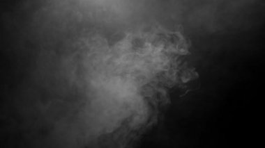 Karanlık Arkaplanda Yavaş Çekimde Dönen Sis Bulutu. Siyah Arkaplanda Gerçekçi Atmosferik Gri Duman. Beyaz Duman Yavaşça Yükseliyor. Duman Efekti 4K