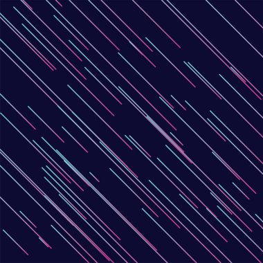 Cyberpunk Soyut, Hız Çizgileri, Neon Işık Parçacıkları, Çizgili Parmak izi Tasarımı. Karanlık Uzay Arkaplanındaki Meteorlar. Kumaş, Tatil, Ambalaj, Kapak, Ad, Moda Şablonu. Geleceğin geometrik tasarımı.