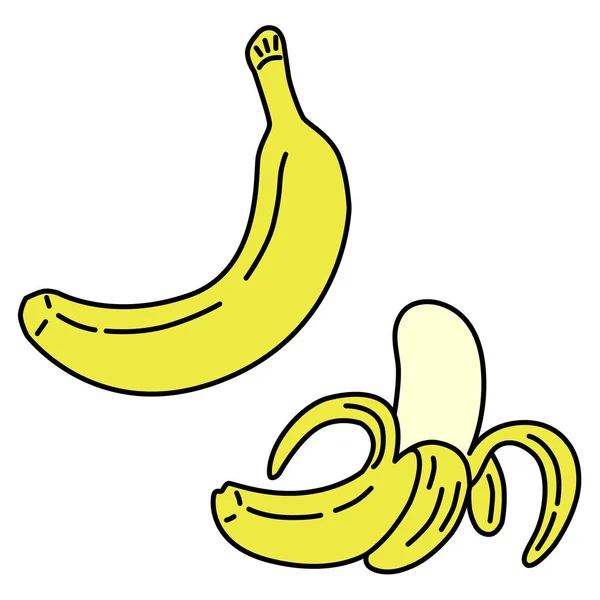 Ícone Ilustração Estilo Manuscrito Fruta Banana — Vetor de Stock