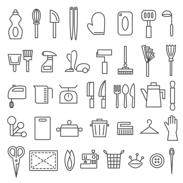 Daily Goods Icon Set Home Appliances Vacuum Cleaners Sewing Machines — Stockvektor