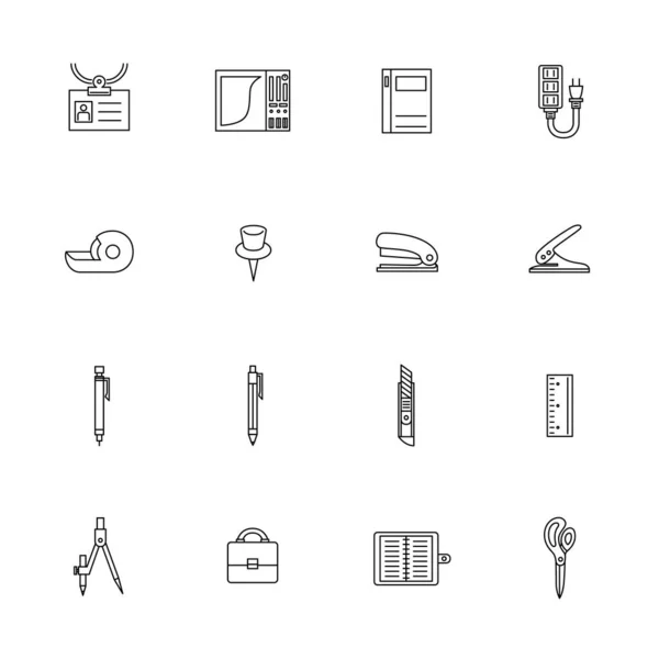 Line Drawing Icon Set Business Supplies — Stock Vector