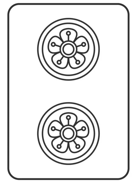 Dibujo Línea Azulejo Mahjong Dos Cilindros Icono Ilustración — Vector de stock