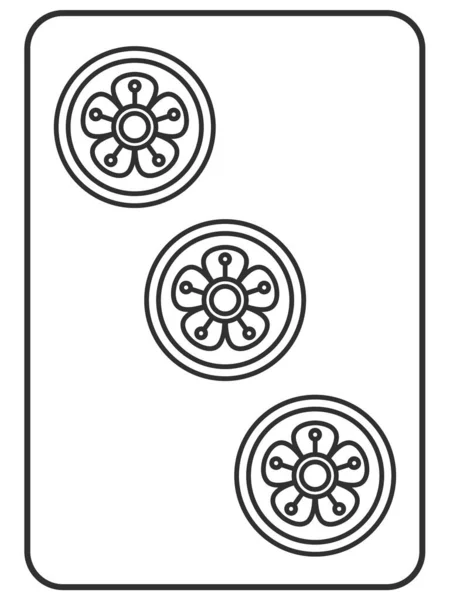 Dibujo Línea Azulejo Mahjong Tres Cilindros Icono Ilustración — Vector de stock