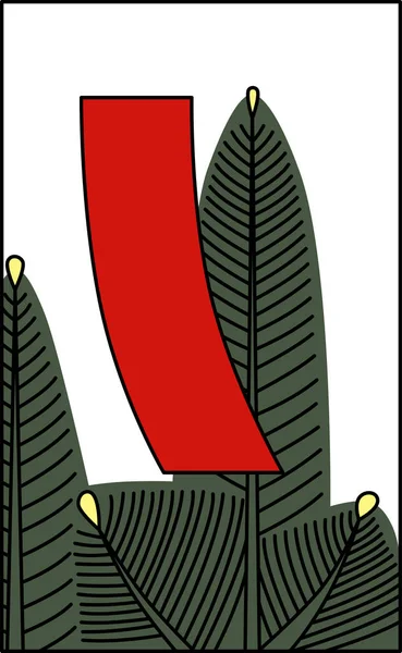 Hanafuda Mutsuki Tall Röd Kort Januari Illustration Ikon — Stock vektor