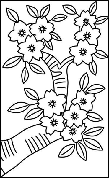 Hanafuda Yayoi Sakura Março Icon Ilustração — Vetor de Stock