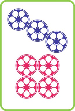 Mahjong kiremit rengi illüstrasyon simgesi yedi silindir