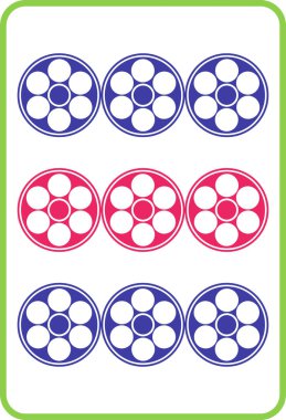 Mahjong kiremit rengi resimleme simgesi dokuz silindir