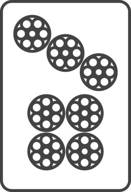 Satır çizimi mahjong fayans resimleme simgesi yedi silindir