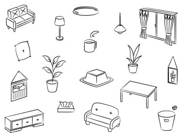 Living brush illustration icon set