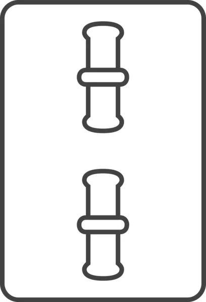 Linienzeichnung Mahjong Kachel Illustration Symbol Zwei Seile — Stockvektor
