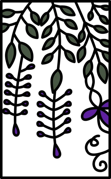 Egyszerű Hanafuda Színes Illusztráció Uzuki Fuji Április Wisteria Üledékek — Stock Vector