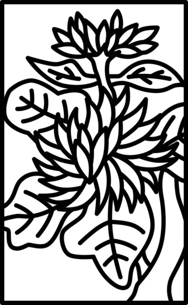 Line Drawing Illustration Simple Hanafuda Nagatsuki Chrysanthemum September Chrysanthemum Dregs — Stock Vector