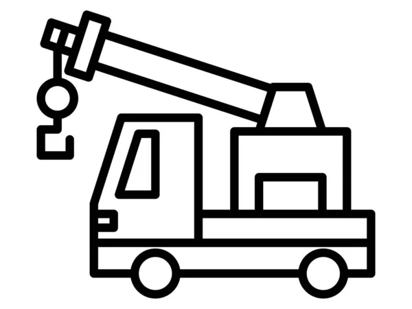 Simple Crane Car Line Drawing Icon — Stock Vector