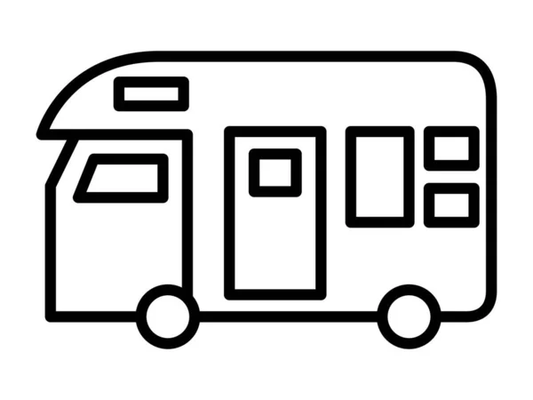 Simple Camper Line Drawing Icon — Stock Vector