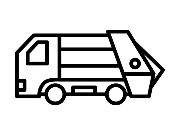 Simple Garbage Truck Line Drawing Icon — Stock Vector