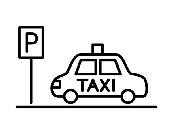 Parking Taxi Illustration Icon Line Drawing — Stock Vector