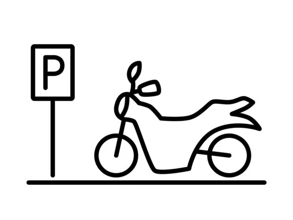 Parking Bike Illustration Icon Line Drawing — Image vectorielle