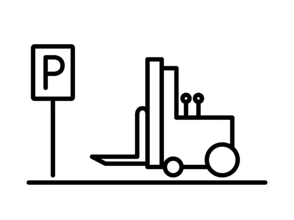 Parkowanie Wózka Widłowego Ilustracja Ikona Linii Rysunek — Wektor stockowy