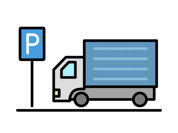 Estacionamento Caminhão Ilustração Ícone Cor — Vetor de Stock