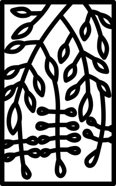 Line Drawing Mini Hanafuda Uzuki Wisteria April Wisteria Dregs — Vettoriale Stock