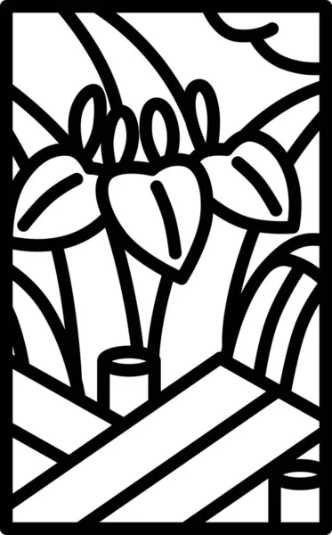 Line Drawing Mini Hanafuda Iris Yatsuhashi Moriwaka Satsuki May Iris — Image vectorielle