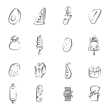 Oden brush writing illustration icon set