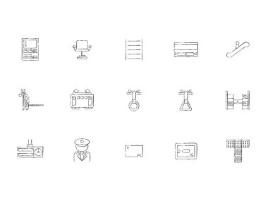 Station-related brushstroke illustration icon set