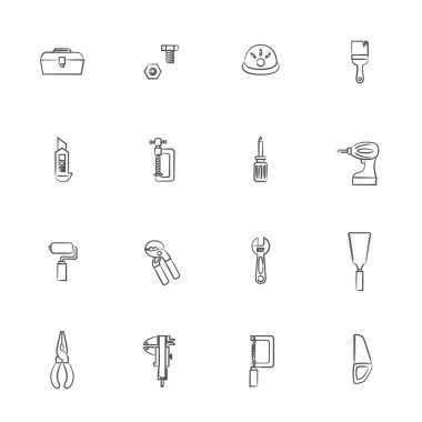 Brush writing illustration icon set of tools