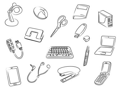 Brush writing wallpaper illustration of business supplies