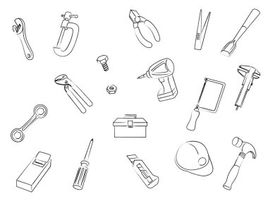 Brush writing wallpaper illustration of tools
