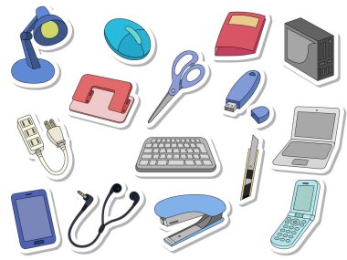 Çıkartma stili iş ikonu seti (arkaplan yok)