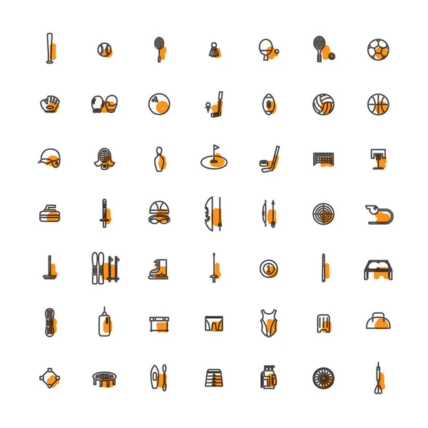 Outline Accented Sporting Goods Icon Set — Stockvector