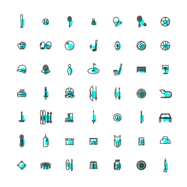 Outline Accented Sporting Goods Icon Set — Vector de stock
