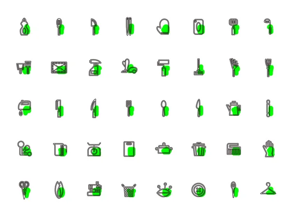Outline Accented Daily Necessities Icon Set — Διανυσματικό Αρχείο