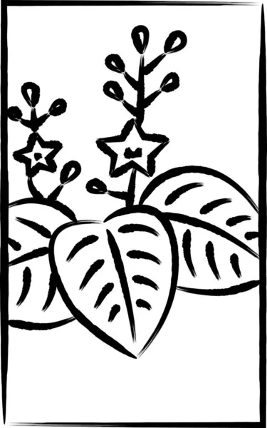 Brush Drawn Illustration Simple Hanafuda December Paulownia Scum — Stockvector