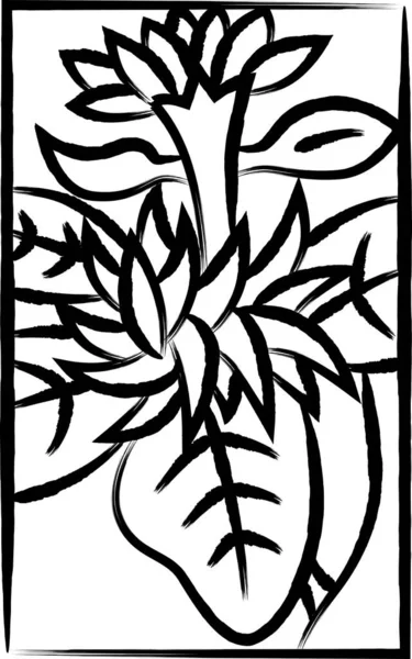 Mini Hanafuda Brush Drawn Illustration Nagatsuki Chrysanthemum September Chrysanthemum Scum — Vector de stock