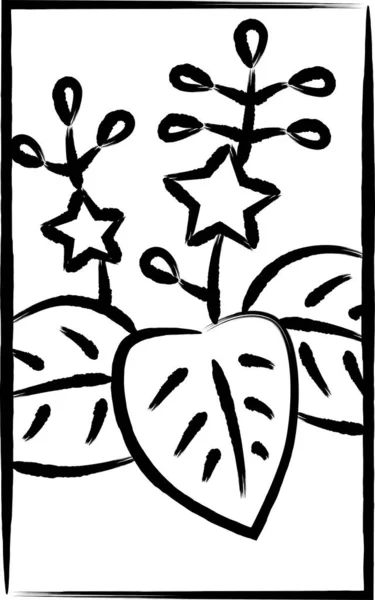 Brush Drawn Illustration Mini Hanafuda December Paulownia Scum — Wektor stockowy