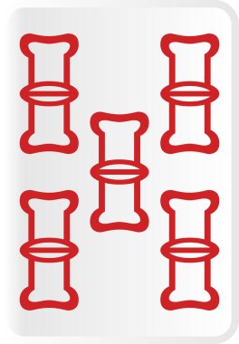 Red Uso mahjong tile illustration icon